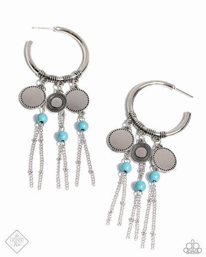 Peppy Pinnacle - Blue Hoop Earrings - Paparazzi Accessories