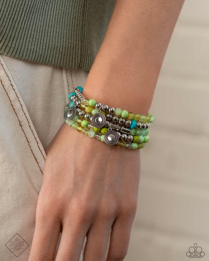 Poignant Pairing - Green Stretchy Bracelets - Paparazzi Accessories
