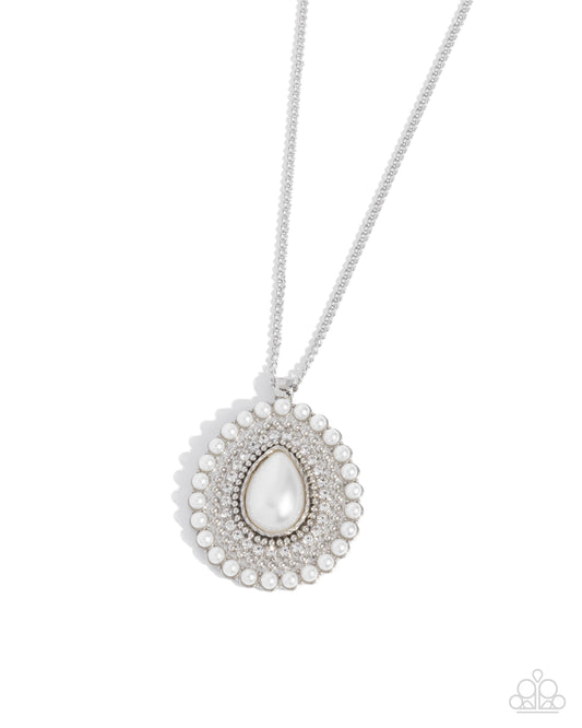 Opera Enthusiast - White Pearl Pendant Necklace - Paparazzi Accessories