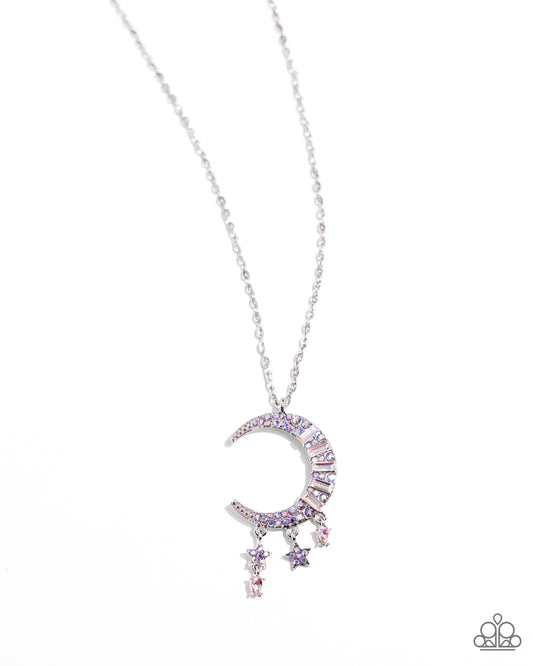 Lunar Landmark - Purple Moon Pendant Necklace - Paparazzi Accessories
