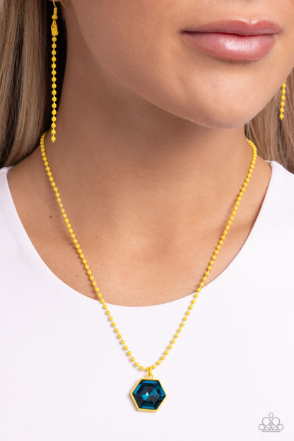 Sprinkle of Simplicity - Yellow Dipped Metal Necklace - Paparazzi Accessories