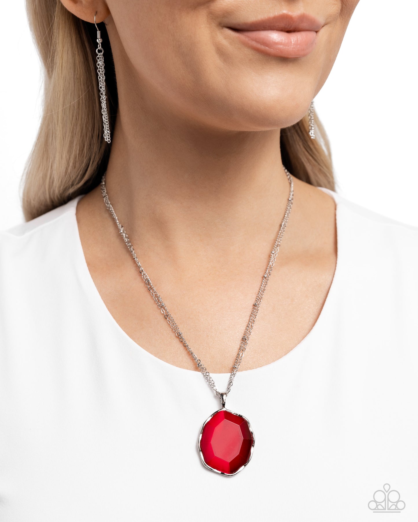 Showstopping Season - Red Rhinestone Pendant Necklace - Paparazzi Accessories