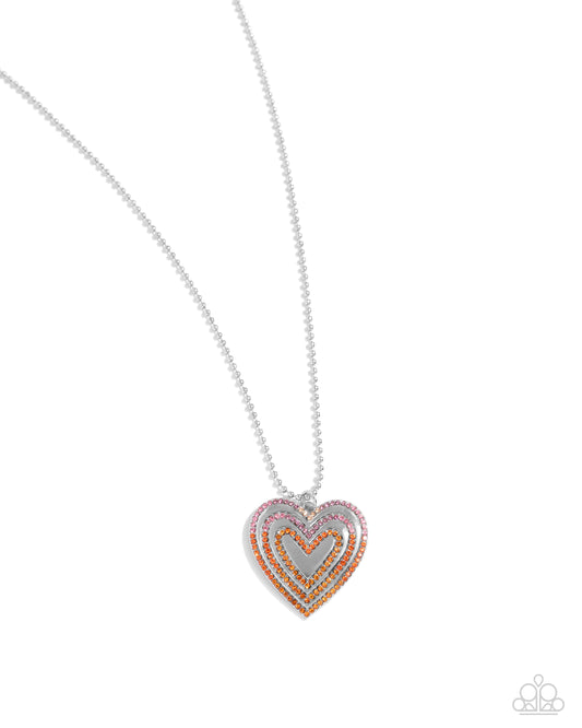 Hallucinatory Hearts - Orange Necklace - Paparazzi Accessories