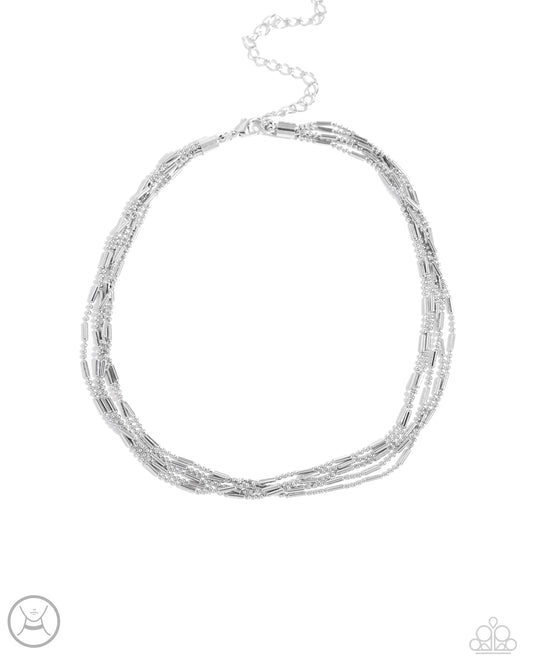 Monochromatic Marvel - Silver Choker Necklace - Paparazzi Accessories