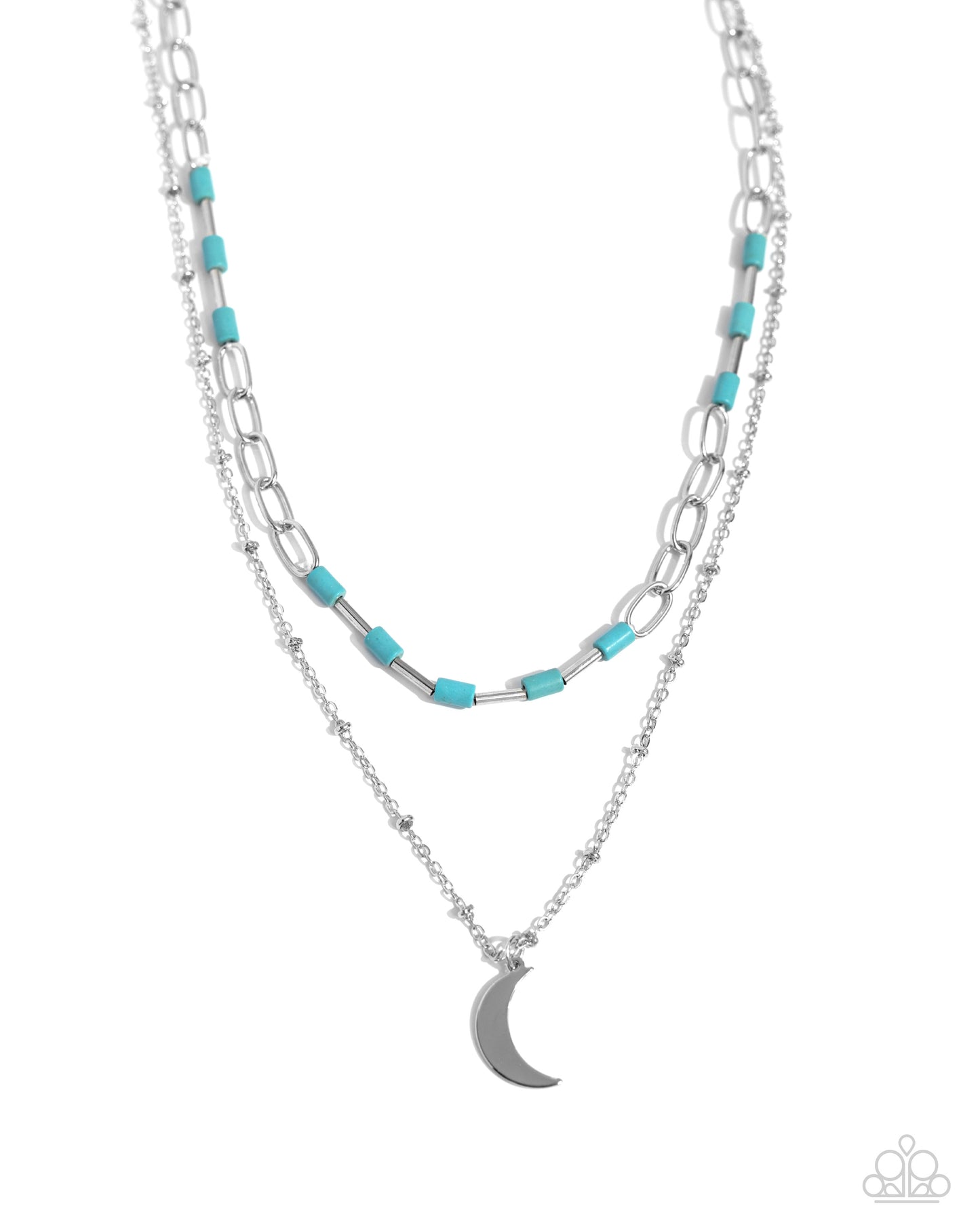Lunar Lucidity - Blue Beaded Moon Necklace - Paparazzi Accessories