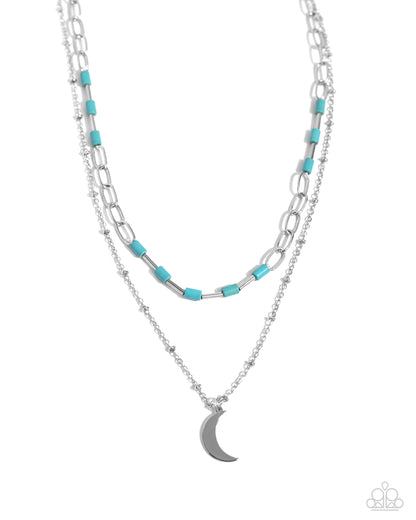 Lunar Lucidity - Blue Beaded Moon Necklace - Paparazzi Accessories