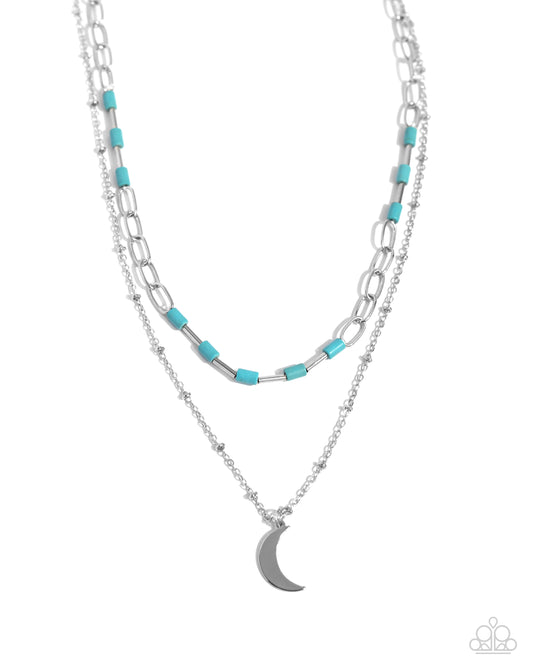 Lunar Lucidity - Blue Beaded Moon Necklace - Paparazzi Accessories