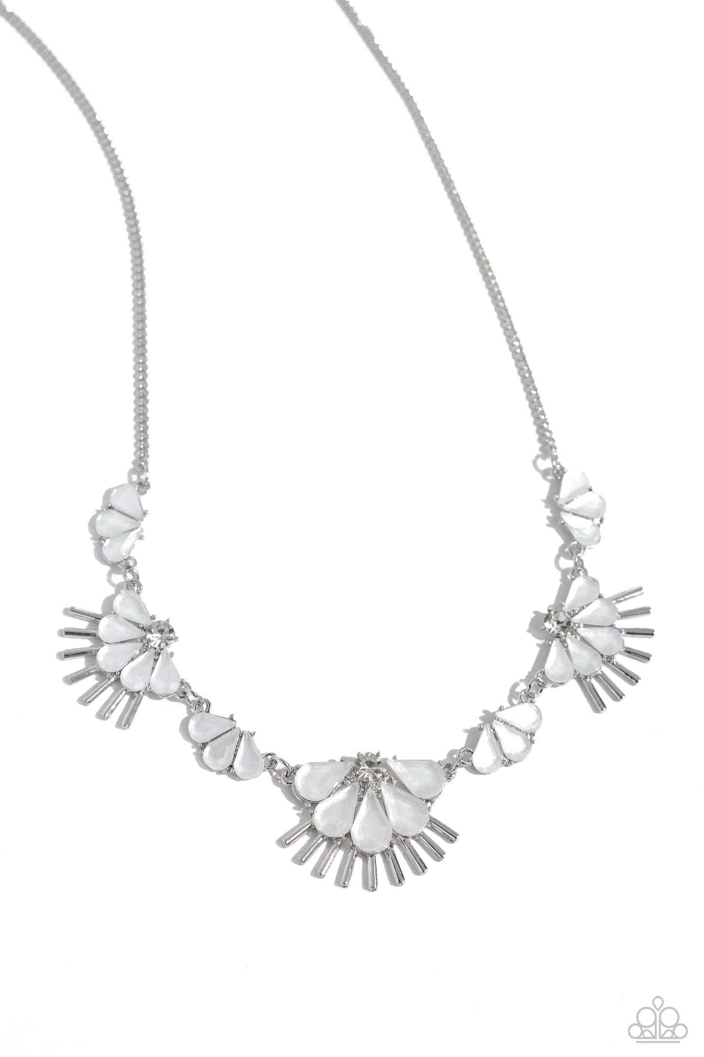 Fluttering Fan - White Necklace - Paparazzi Accessories