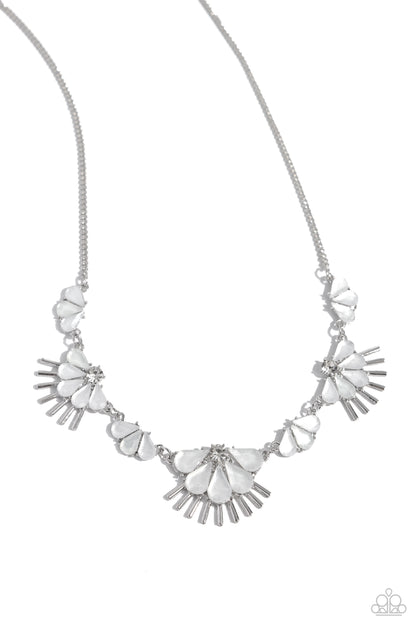 Fluttering Fan - White Necklace - Paparazzi Accessories