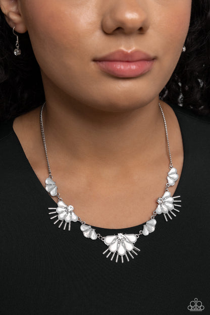 Fluttering Fan - White Necklace - Paparazzi Accessories