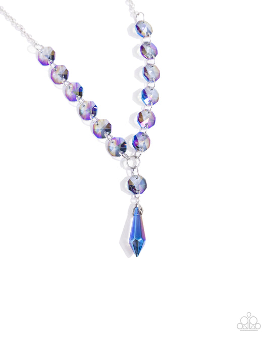 Celestial Class - Blue UV Shimmer Faceted Crystal Bead Necklace - Paparazzi Accessories