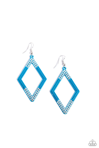 Eloquently Edgy - Blue Dipped Metal Fishhook Earrings - Paparazzi Accessories