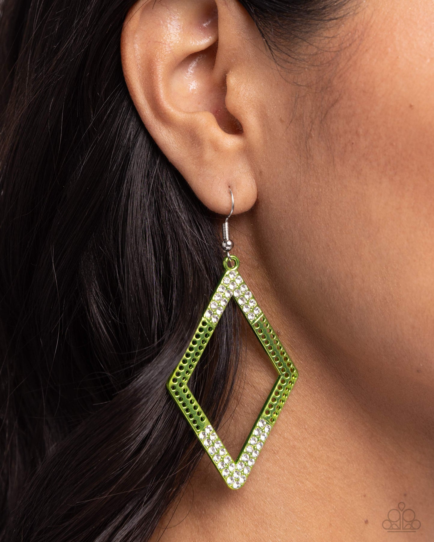 Eloquently Edgy - Green Dipped Metal Fishhook Earrings - Paparazzi Accessories