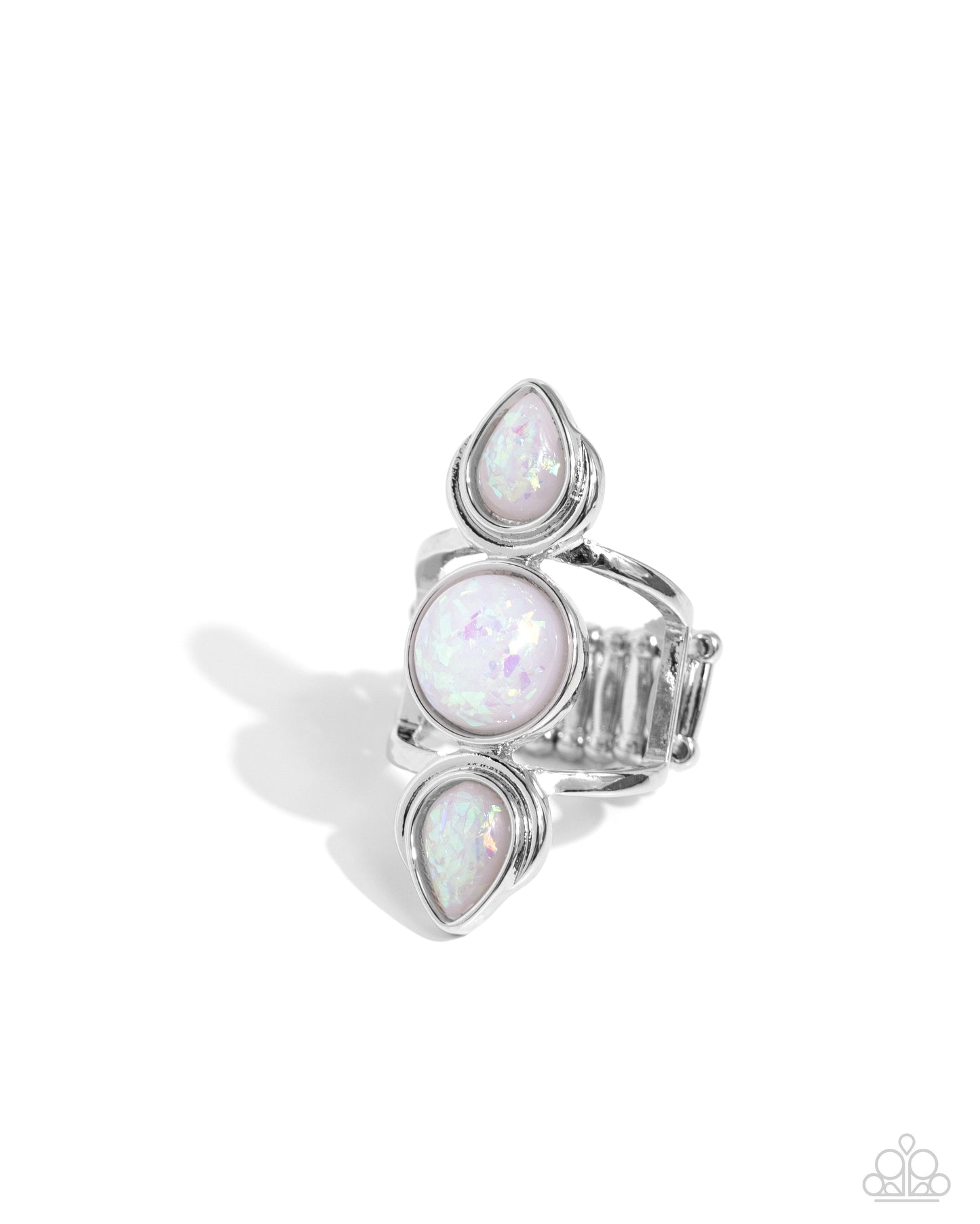 Sultry Sheen - White Iridescent Opalescent Ring - Paparazzi Accessories