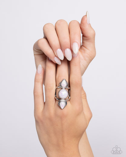 Sultry Sheen - White Iridescent Opalescent Ring - Paparazzi Accessories