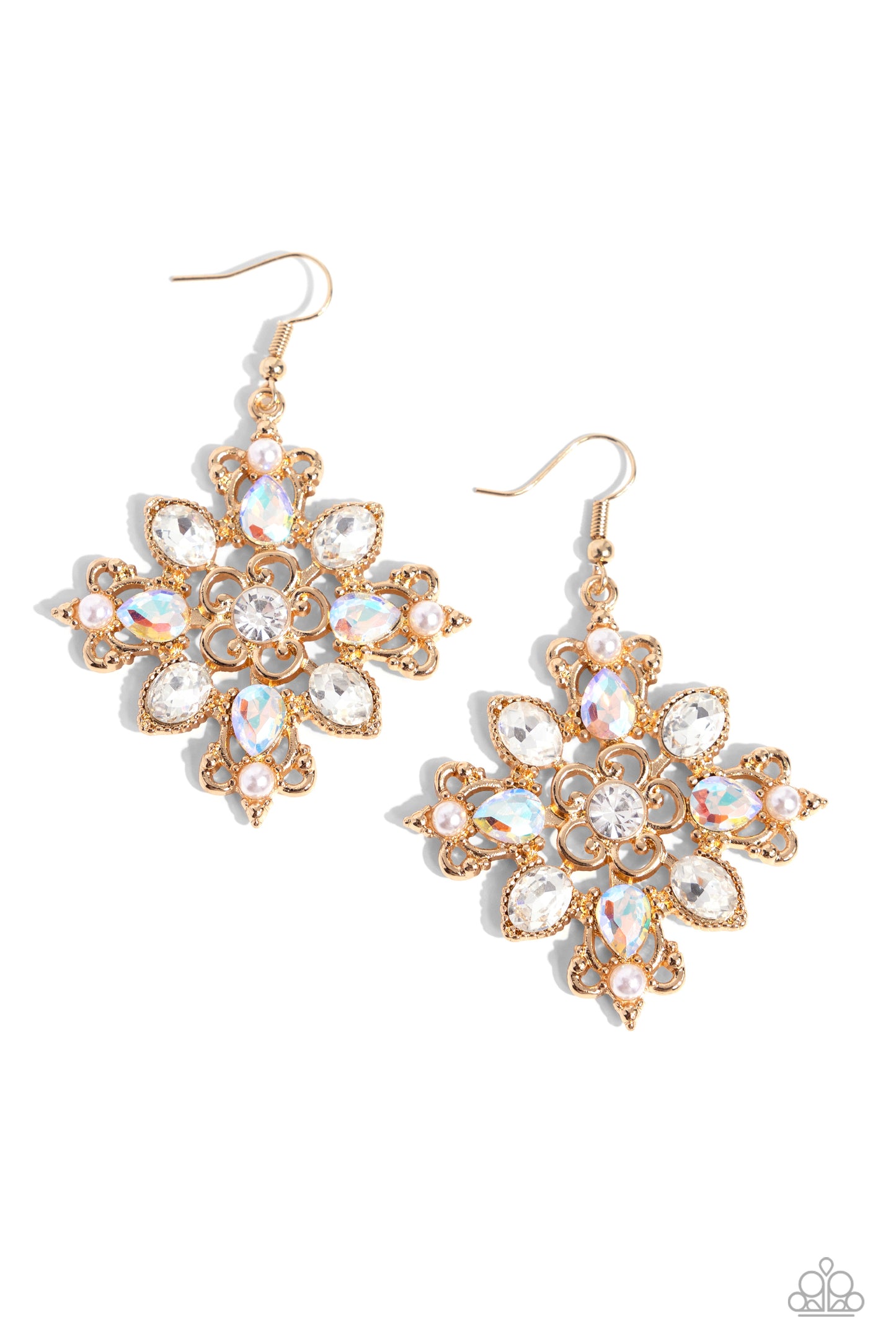 Fancy-Free Florals - Gold Fishhook Earrings - Paparazzi Accessories