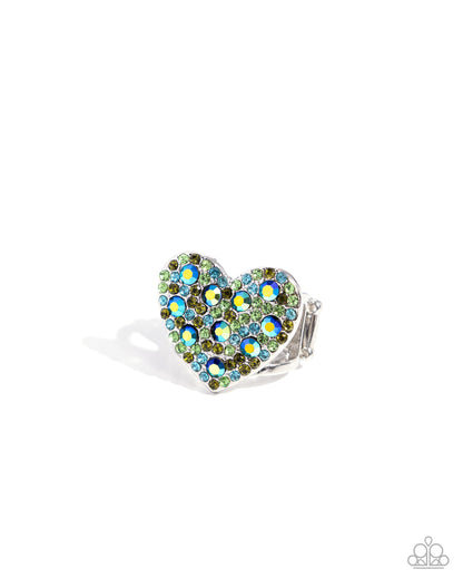 Extra Embellishment - Green Heart Ring - Paparazzi Accessories