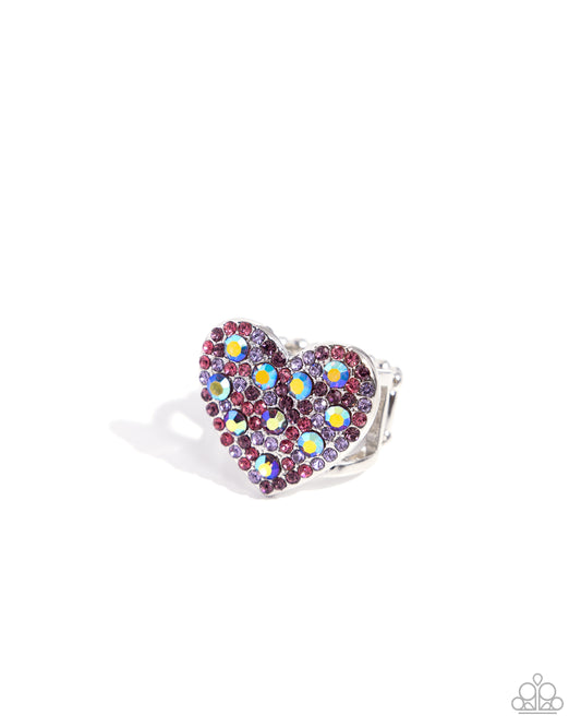 Extra Embellishment - Purple UV Shimmer Heart Ring - Paparazzi Accessories