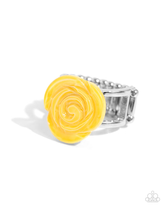 Top-SHELL Shine - Yellow Rose Ring - Paparazzi Accessories