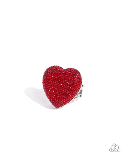 Hypnotizing Heart - Red Rhinestone Ring - Paparazzi Accessories
