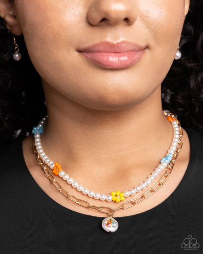 Painted Pageantry - Multi Beaded Gold Layered Necklace - Paparazzi Accessories