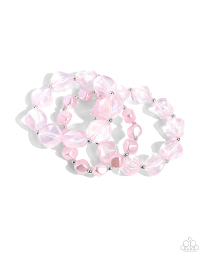 Glittery Gala - Pink Stretchy Bracelets - Paparazzi Accessories