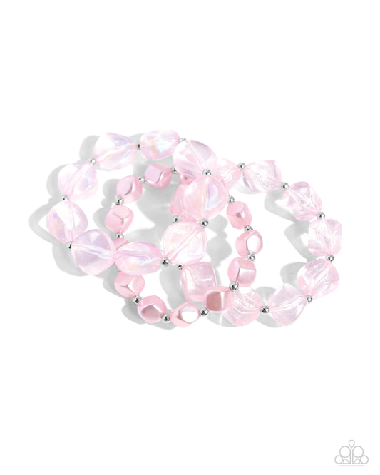 Glittery Gala - Pink Stretchy Bracelets - Paparazzi Accessories