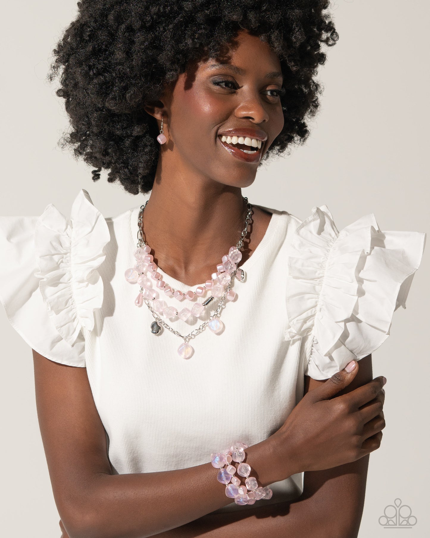 Glittery Gala - Pink Stretchy Bracelets - Paparazzi Accessories