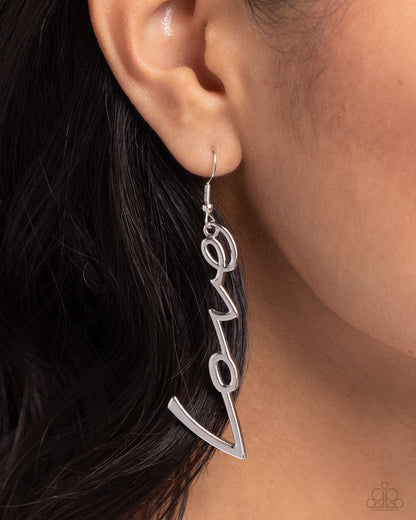 Light-Catching Letters - Silver Fishhook Earrings - Paparazzi Accessories