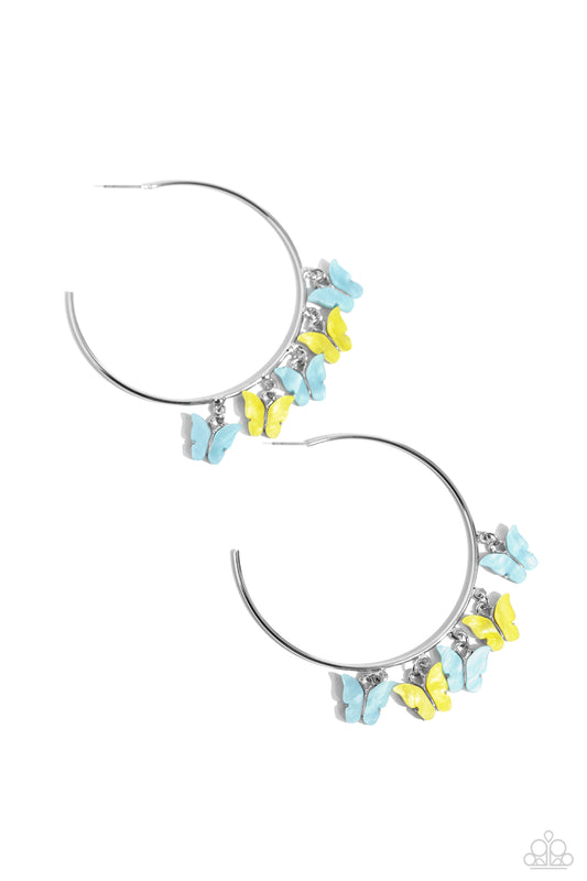 Bemusing Butterflies - Blue Hoop Earrings - Paparazzi Accessories