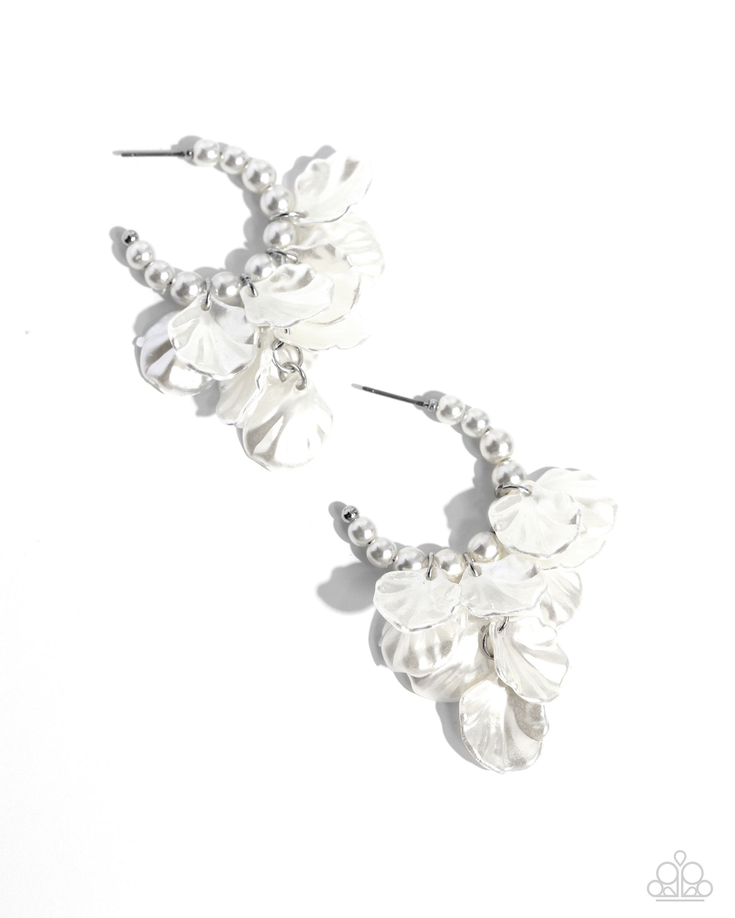 Frilly Feature - White Hoop Earrings - Paparazzi Accessories