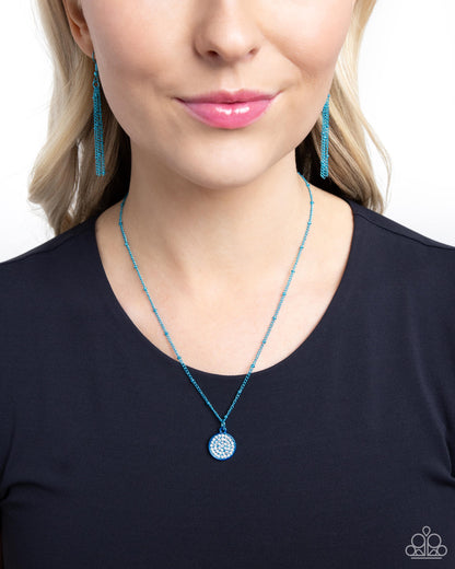 Bejeweled Basic - Blue Dipped Metal Necklace - Paparazzi Accessories