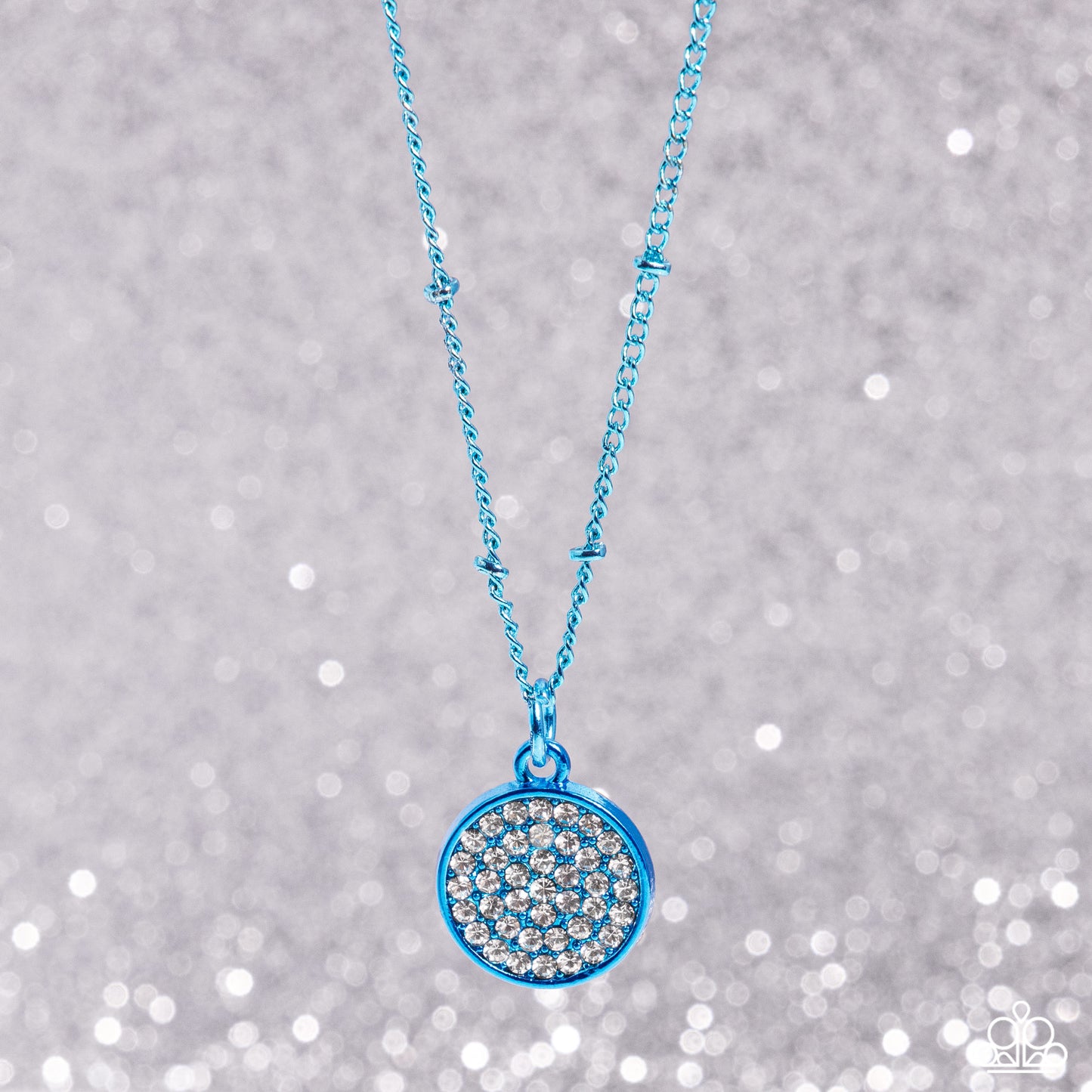 Bejeweled Basic - Blue Dipped Metal Necklace - Paparazzi Accessories
