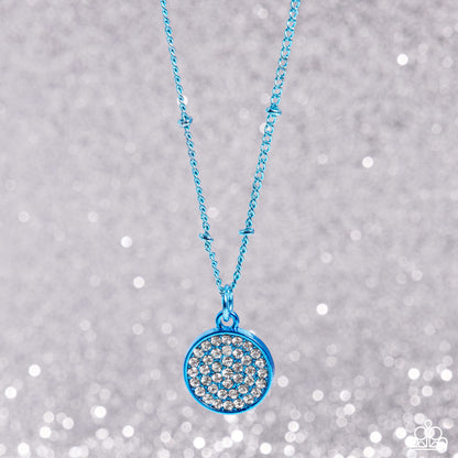 Bejeweled Basic - Blue Dipped Metal Necklace - Paparazzi Accessories