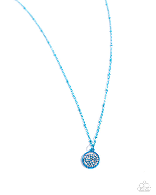 Bejeweled Basic - Blue Dipped Metal Necklace - Paparazzi Accessories