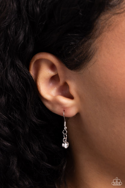 Pronged Premiere - White Solitaire Rhinestone Necklace - Paparazzi Aceesories