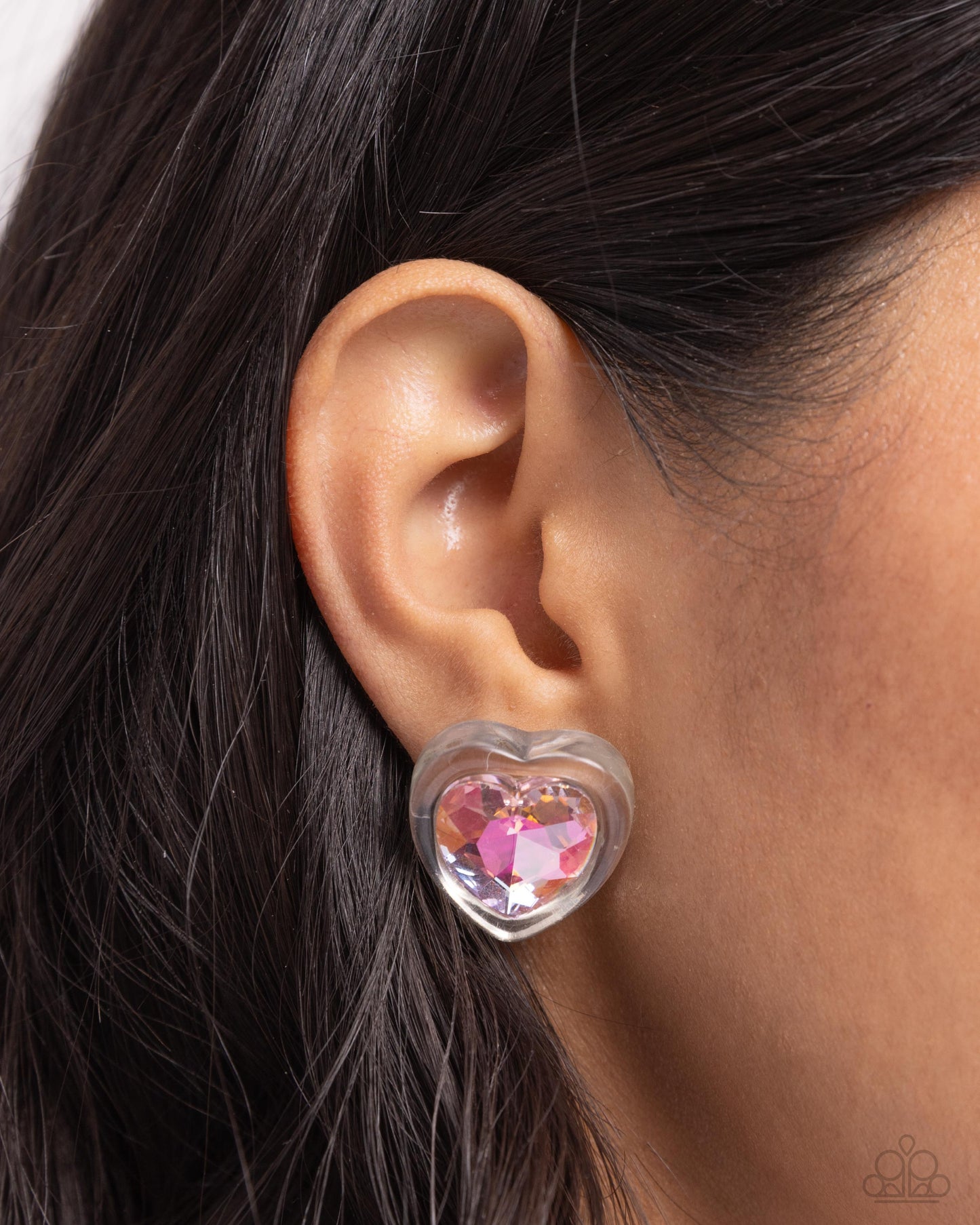 Heart-Pounding Haute - Pink Acrylic Heart Earrings - Paparazzi Accessories