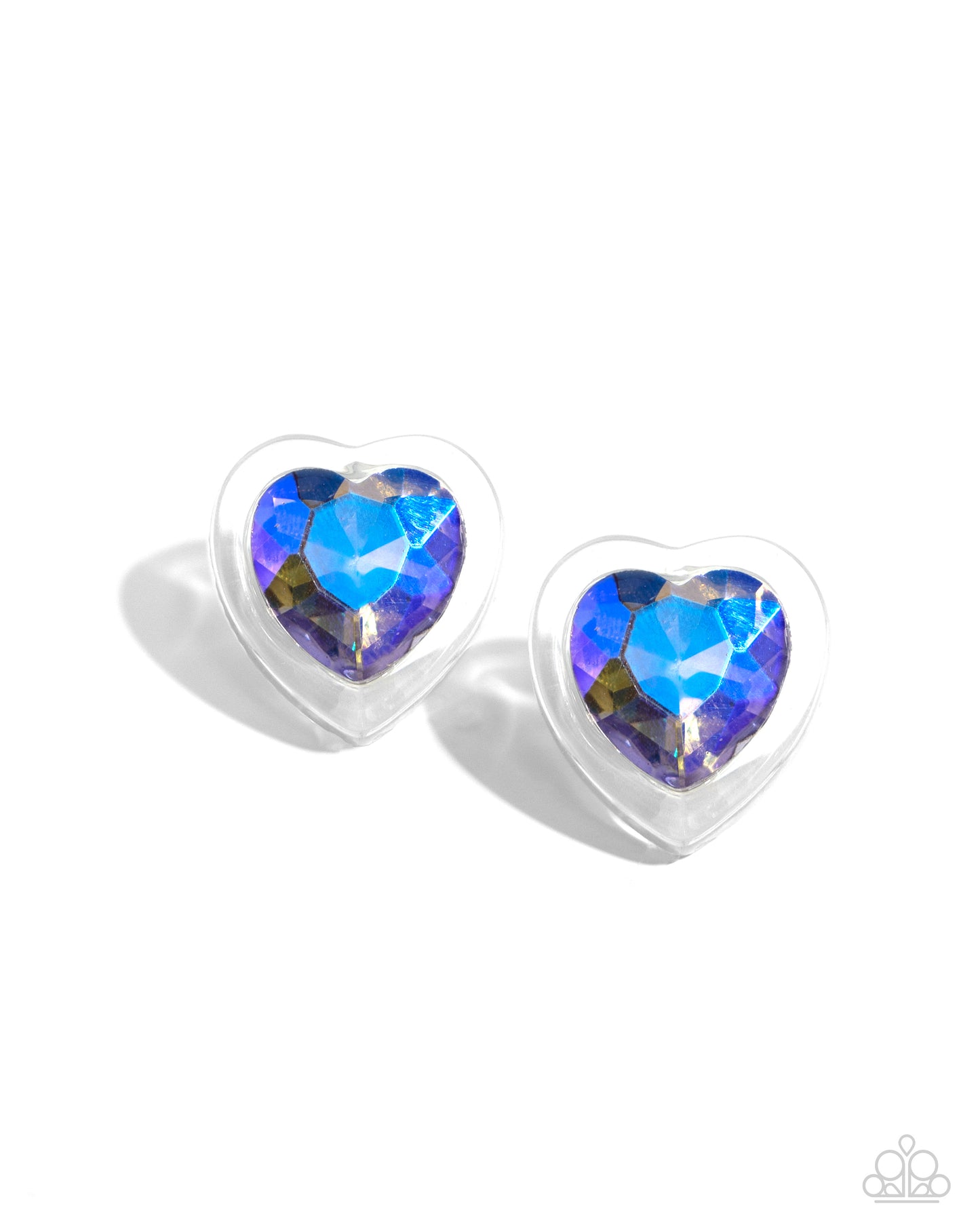 Heart-Pounding Haute - Purple UV Shimmer Rhinestone Post Earrings - Paparazzi Accessories