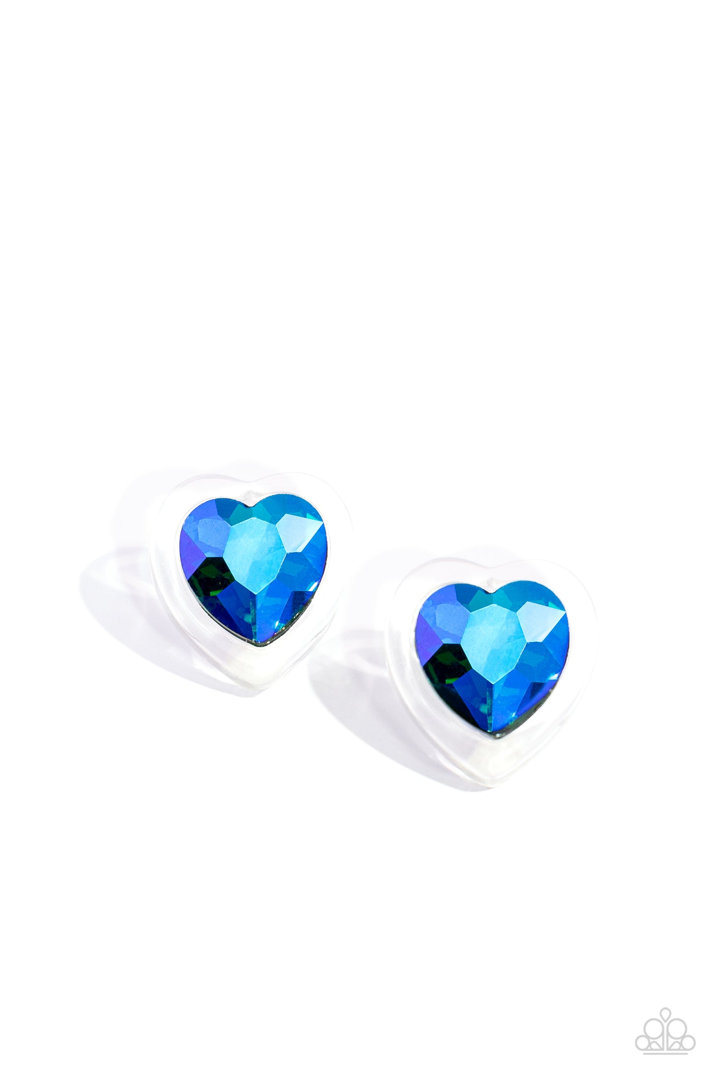 Heart-Pounding Haute - Green UV Shimmer Post Earrings - Paparazzi Accessories
