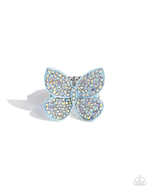 Aerial Ambassador - Blue Iridescent Butterfly Ring - Paparazzi Accessories