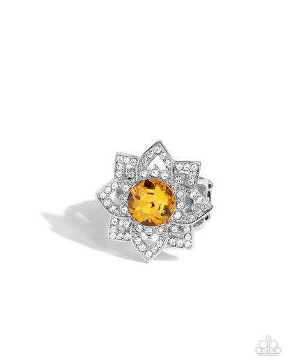 Pleasant Petals - Yellow Ring - Paparazzi Accessories