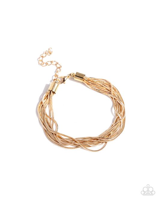 By a Show of STRANDS - Gold Clasp Bracelet - Paparazzi Accessories