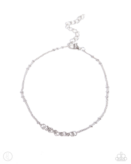 Satellite Shimmer - Silver Hearts Clasp Anklet - Paparazzi Accessories
