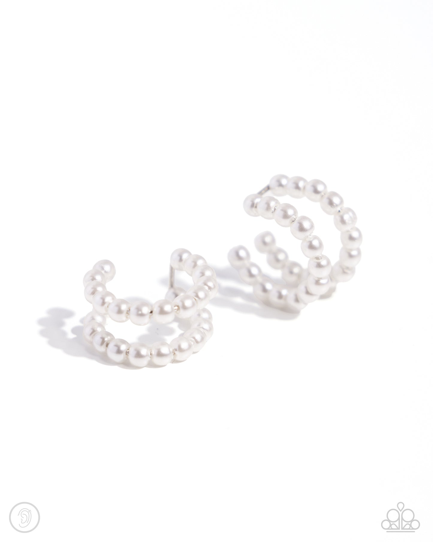 PEARLS Just Want to Have Fun - White Ear Cuff Earrings - Paparazzi Accessories