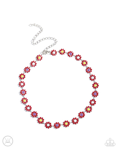 Floral Falsetto - Red Choker Necklace - Paparazzi Accessories