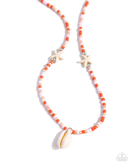 Beachside Beauty - Orange Seed Bead Necklace - Paparazzi Accessories