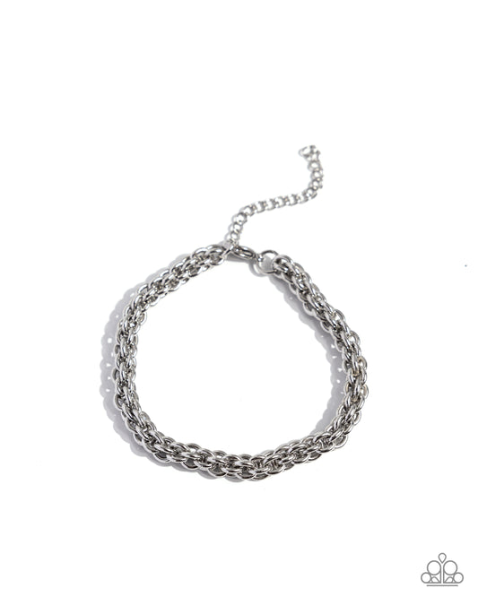 Boldly Braided - Silver Urban Clasp Bracelet - Paparazzi Accessories