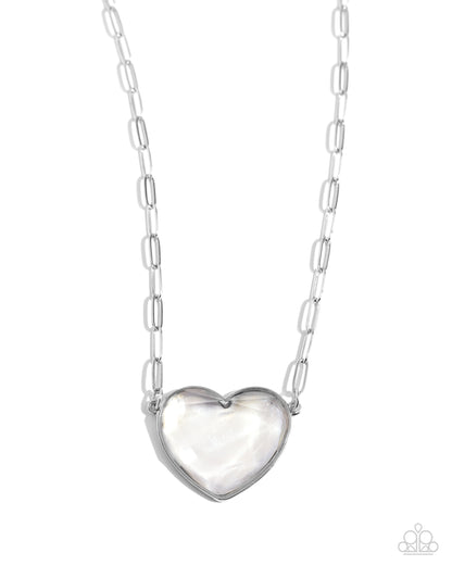 Seize the Sentiment - White Heart Necklace - Paparazzi Accessories