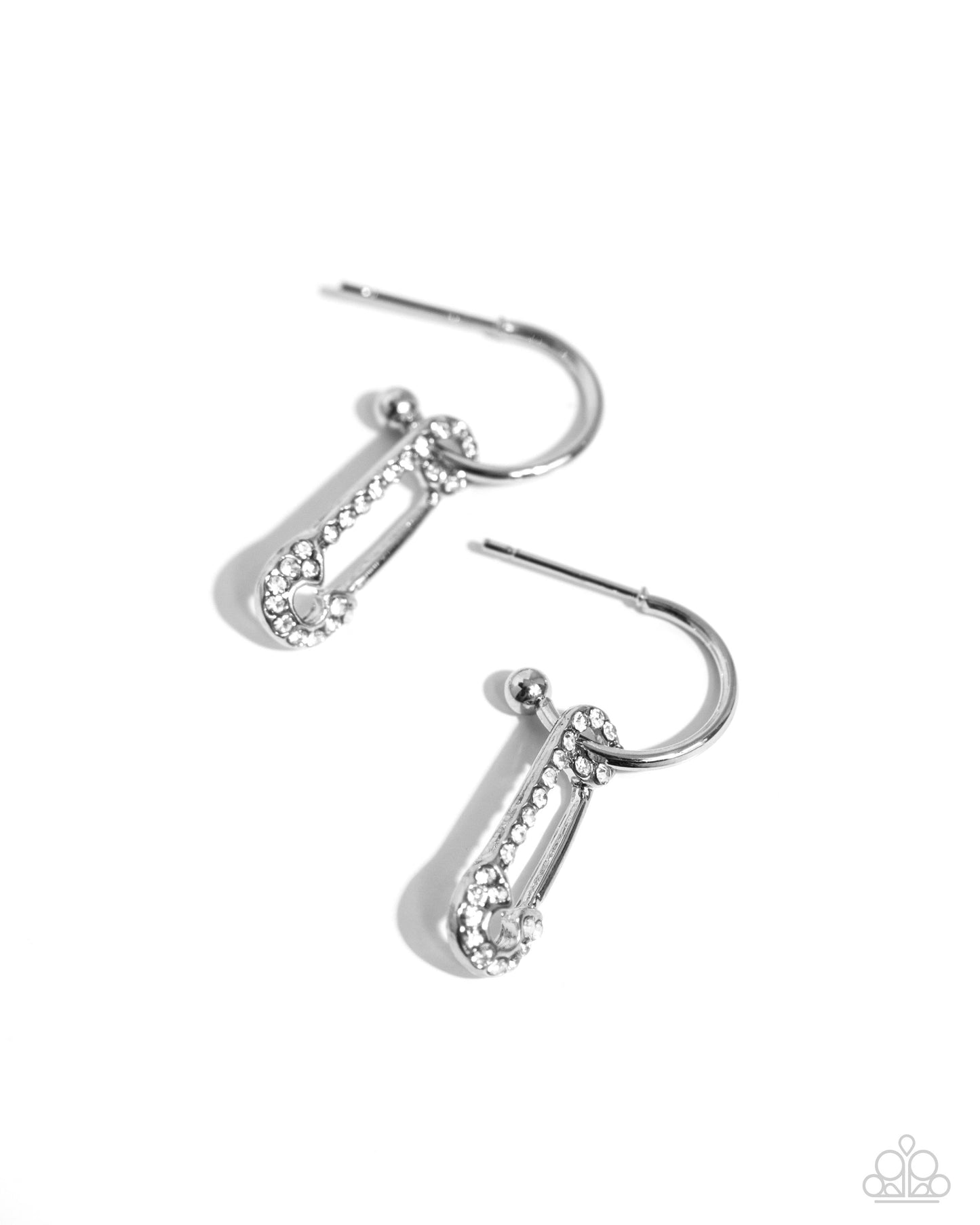 Safety Pin Sentiment - White Drop Hoop Earrings - Paparazzi Accessories