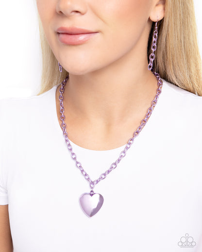 Loving Luxury - Purple Dipped Metal Heart Pendant Necklace - Paparazzi Accessories